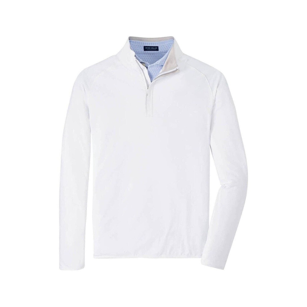 Peter Millar Crown Crafted Stealth Quarter Zip Performance Sweater White 2XL